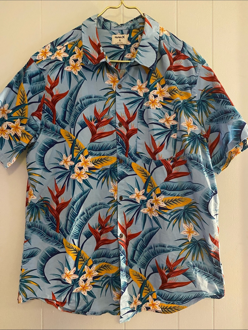 Hurley Light Blue Tropical Floral Button-Up Shirt